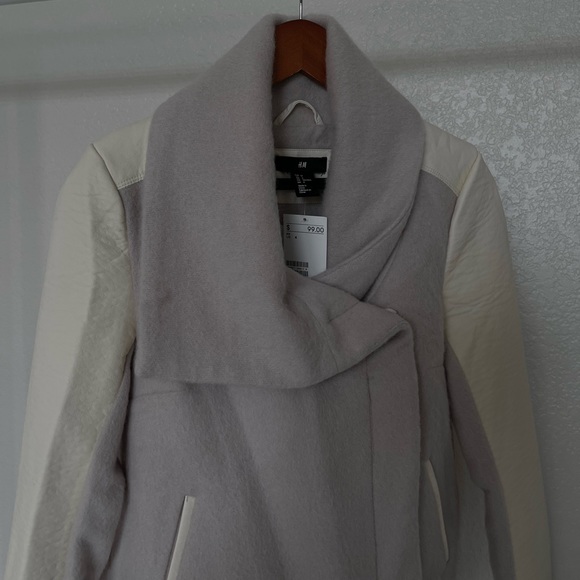 Cream leather & lavender cotton leaver jacket - Picture 9 of 13